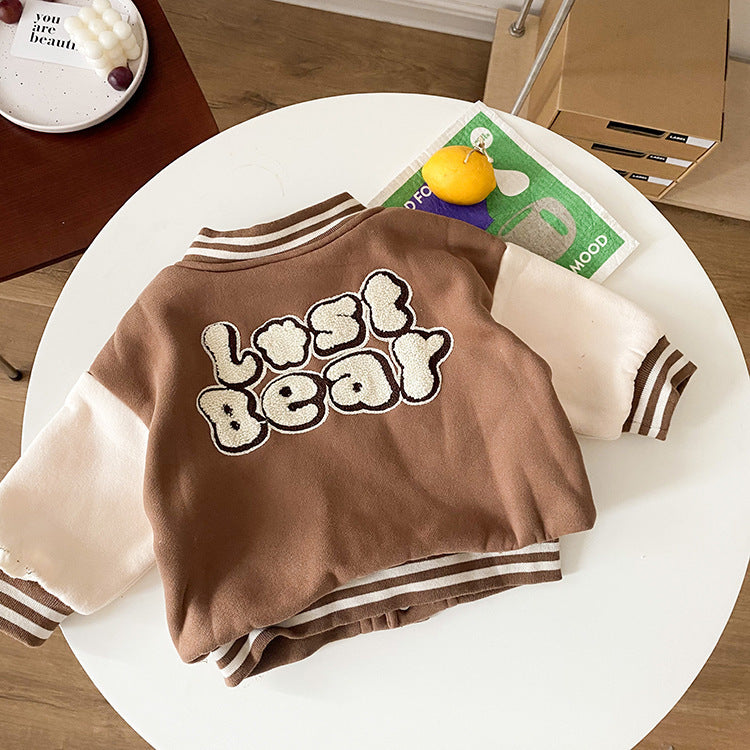Infant And Toddler Cute Bear Patchwork Jacket