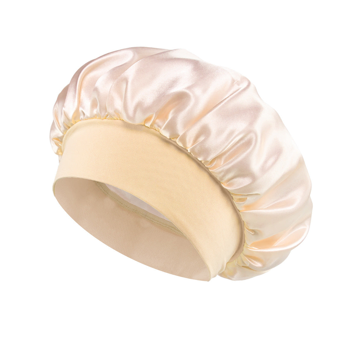 Solid Color Satin Wide Brim Nightcap