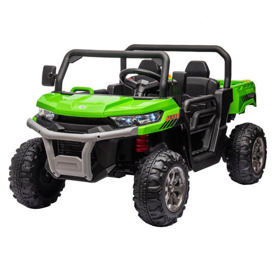 24V Ride On Dump Truck - 2 Seater Kids UTV with Electric Dump Bed - Green