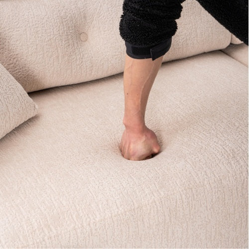 Chenille Fabric COMPRESSION SOFA with 2 Pillows - APRICOT