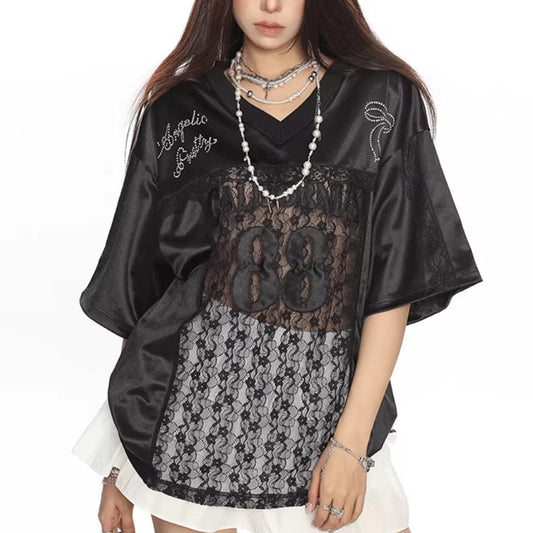 Lace Jersey  Short Sleeve Shirt