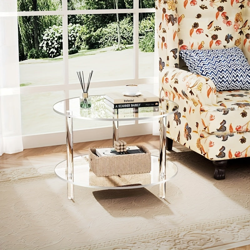 Double - Layer Acrylic Transparent Round Table