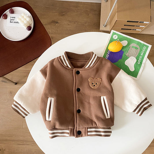 Infant And Toddler Cute Bear Patchwork Jacket