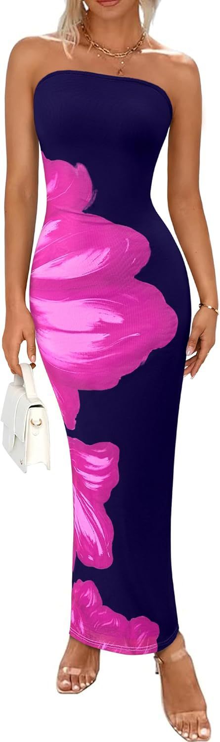 Slim-Fit Contrast Floral Print Dress