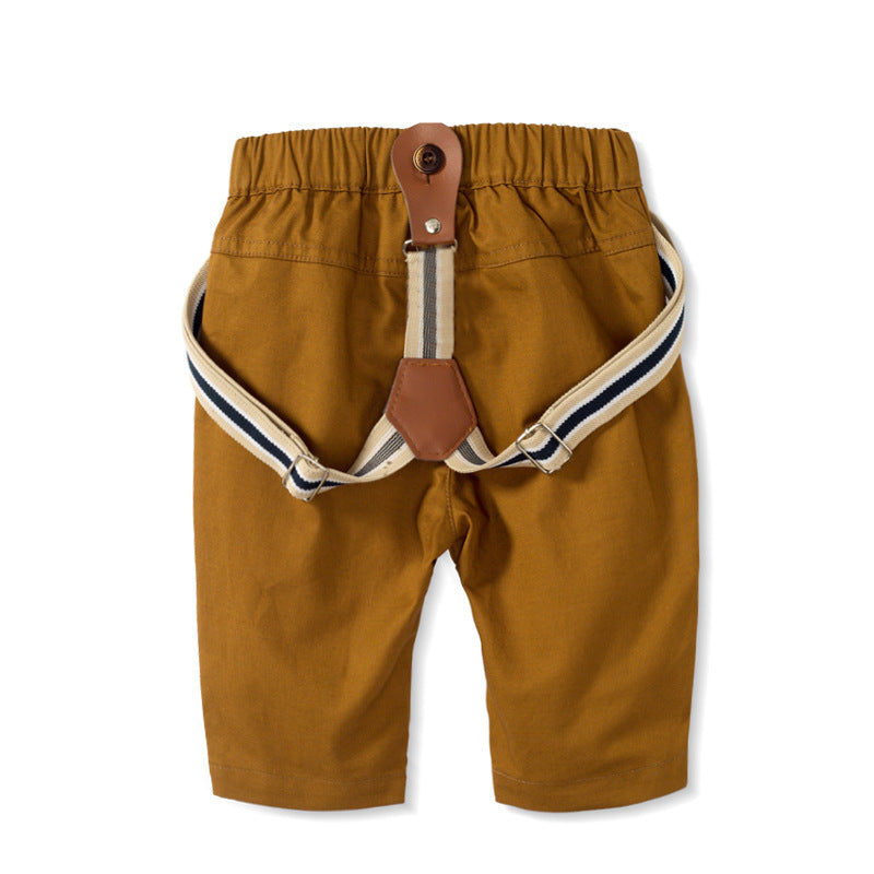 Crown Print Formal Outfit with Suspenders