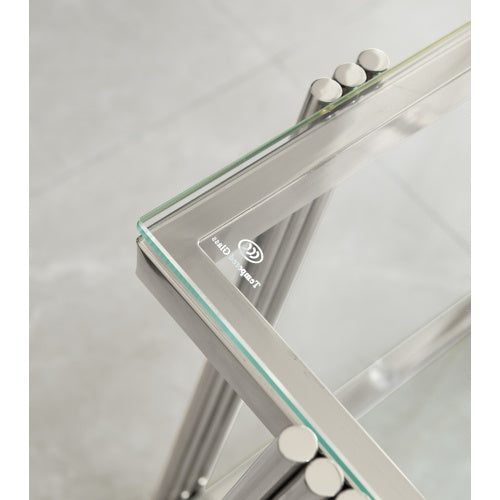 Modern Stainless Steel Coffee Table and End Table Set with Double-Layer Clear Tempered Glass
