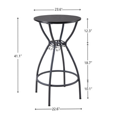 3-Piece Bar Table And Chairs Set with Metal Back and Fabric Seat