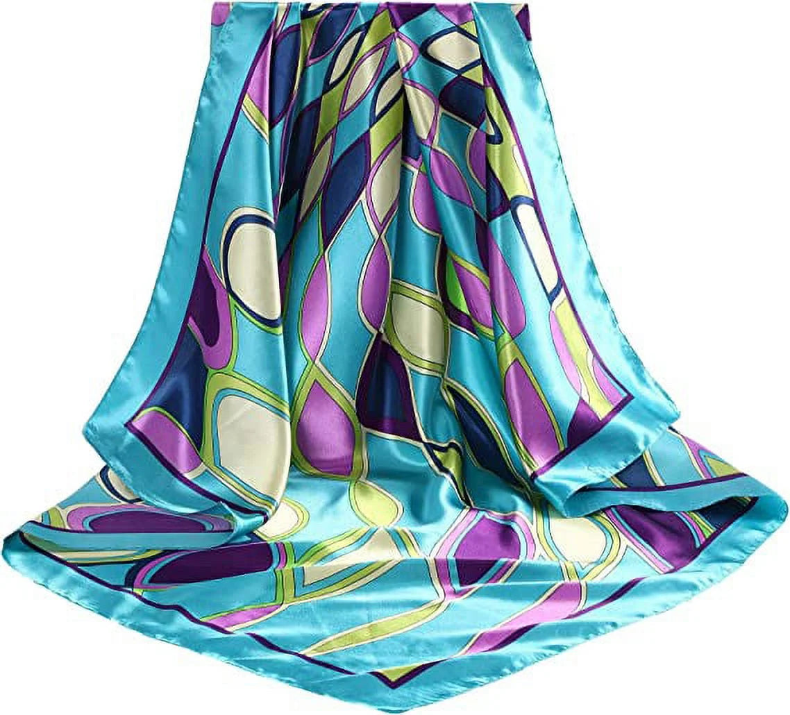 35” Large Satin Square Head Scarf - 2Pcs