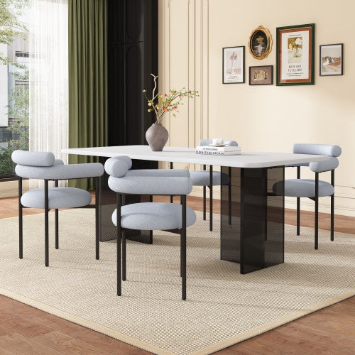 Upholstered Armchair Dining Chairs With Metal Legs Set of 2