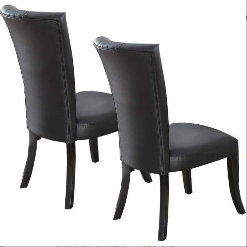 Faux Leather Upholstered Lines Back Set Of 2pc Chairs