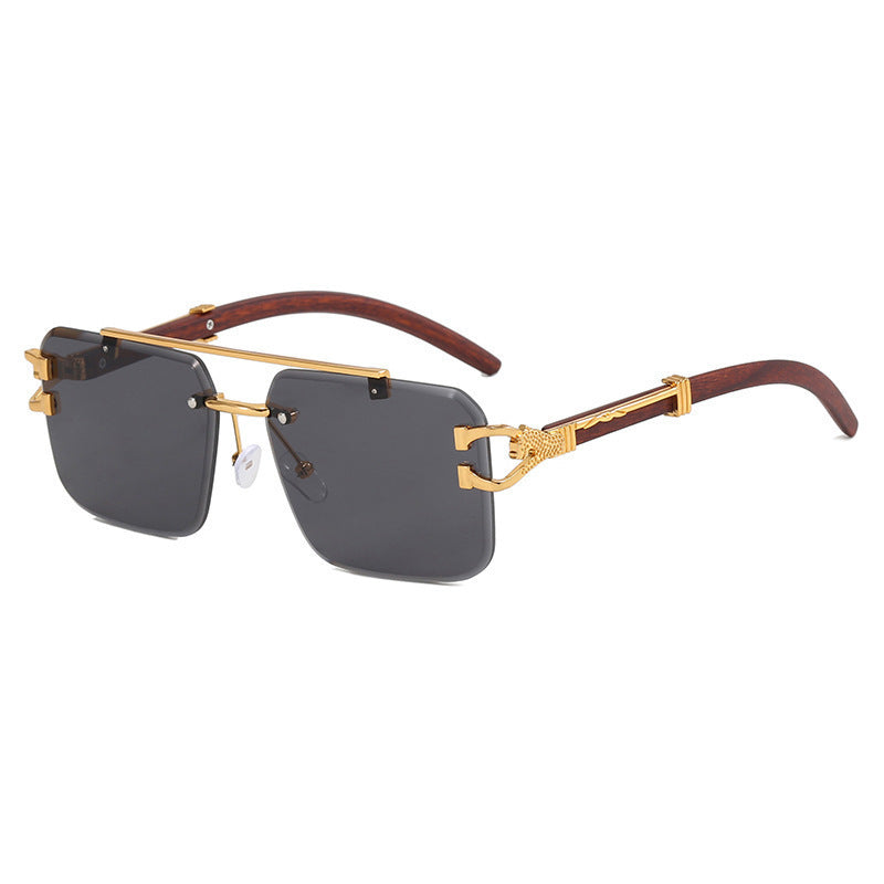 Double Beam Frameless Trimming Square Sunglasses