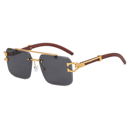 Double Beam Frameless Trimming Square Sunglasses