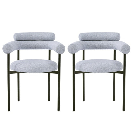 Upholstered Armchair Dining Chairs With Metal Legs Set of 2