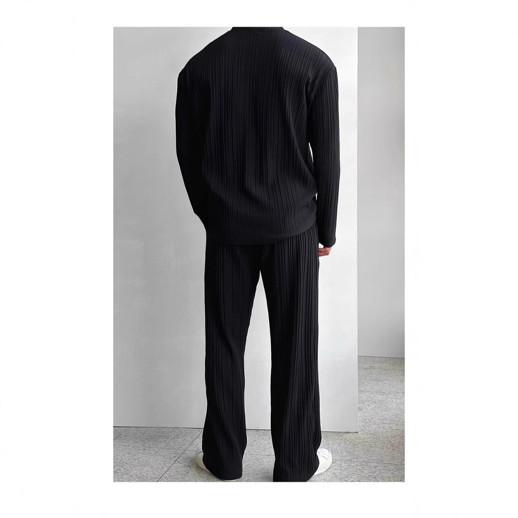 Casual Button Long Sleeve Trousers Suit