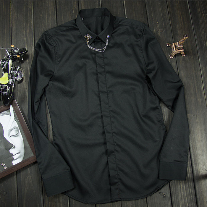 Cloth Element Silver Metal Cross Button Down