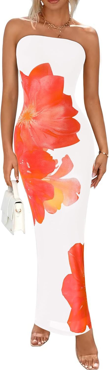 Slim-Fit Contrast Floral Print Dress