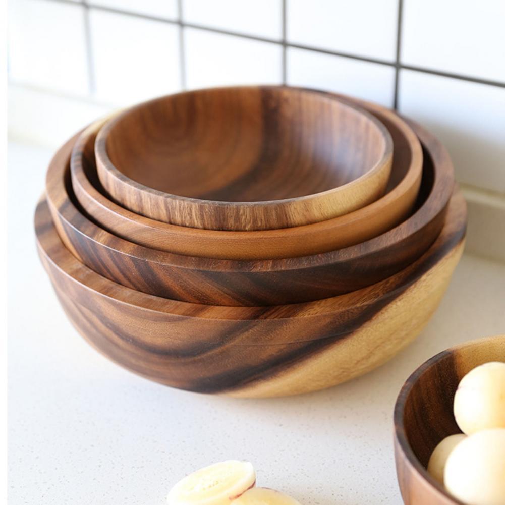 Natural Wooden Fruit Salad Bowl