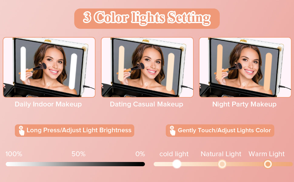 Portable Travel Makeup Case with LED Mirror