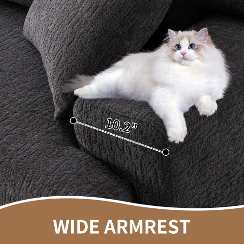 Chenille Fabric COMPRESSION SOFA With 2 Pillows - GRAY