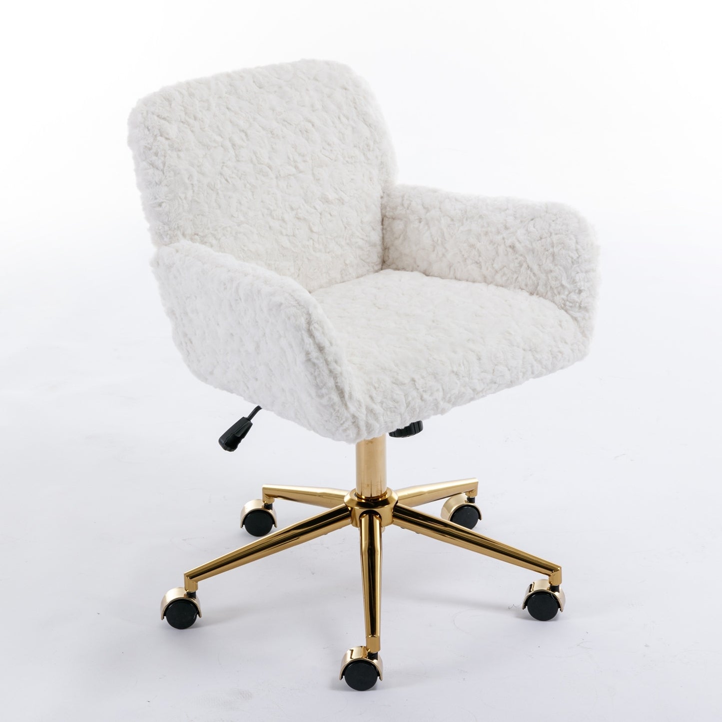 A&A Furniture Rabbit Hair Office Chair With Golden Base - Adjustable