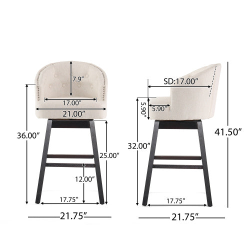 OGDEN Swivel Bar Stool - 2 Piece Set