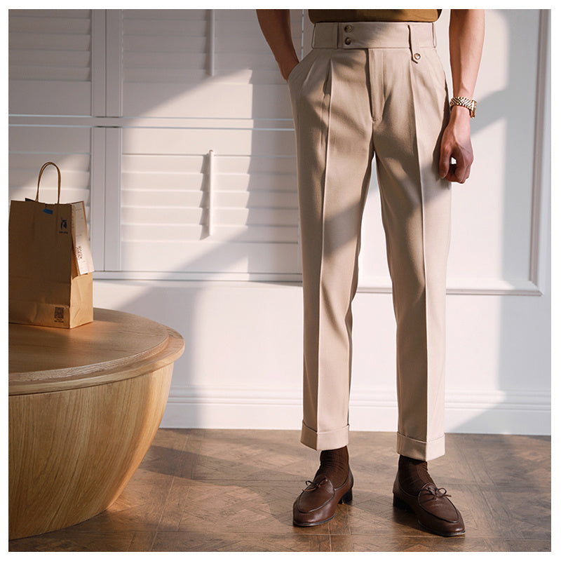 High-waisted Paris Button Straight Leg Pants