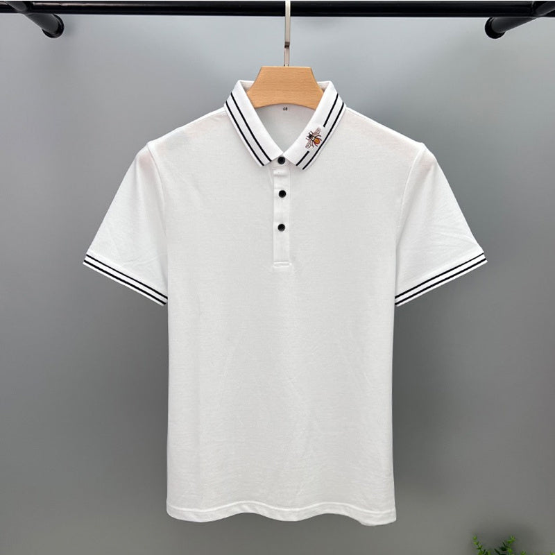 Embroidered Collar Short Sleeve Polo