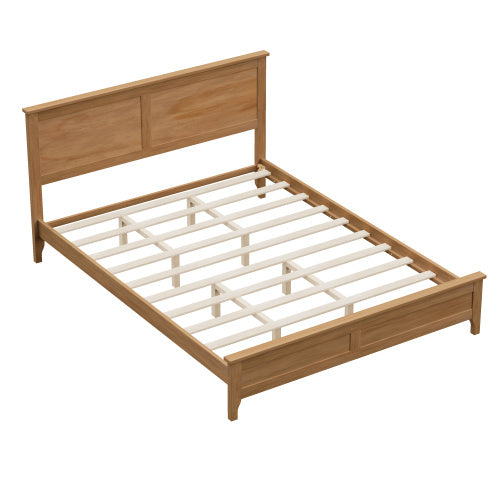 Solid Wood Platform Bed with Sturdy Wooden Slats Support - Queen Size - Seadrift