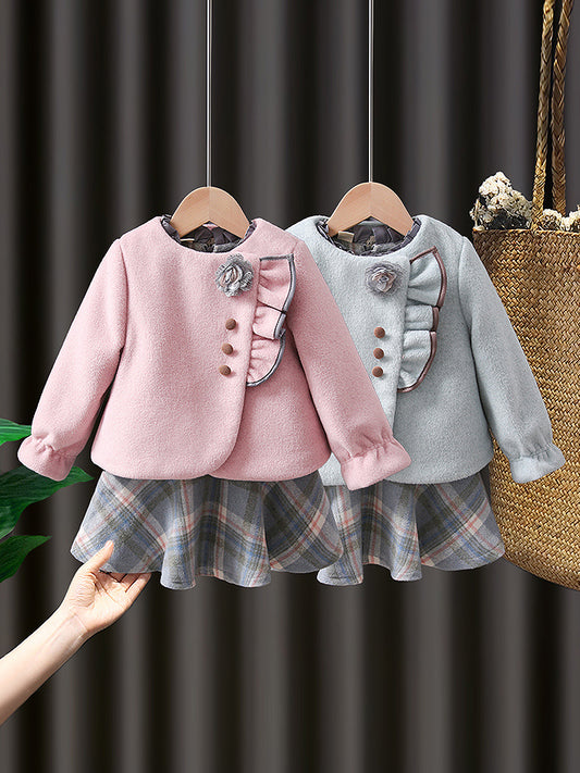 Plaid Skirt Two Piece Dress