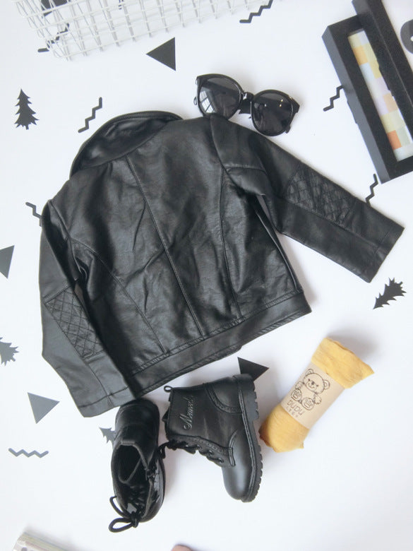 PU Lapel Leather Coat