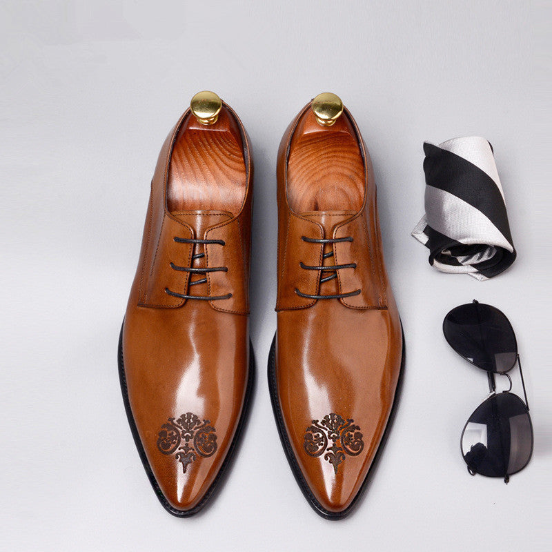 Genuine Leather Carved Lace Up Dress Shoes