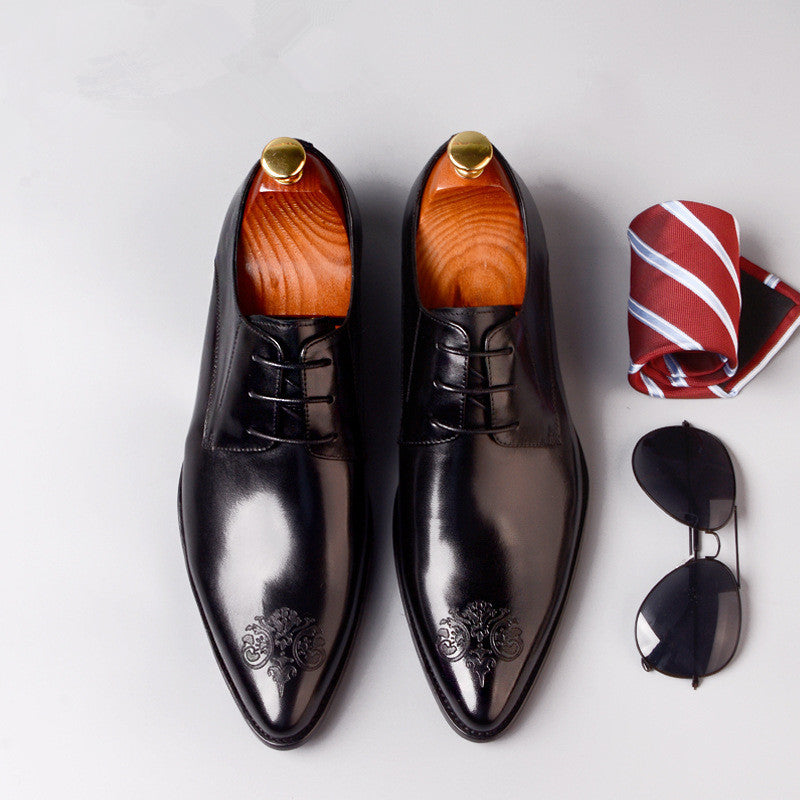 Genuine Leather Carved Lace Up Dress Shoes