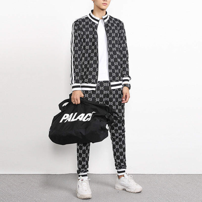 Plaid Print Two Piece Jogging Suit