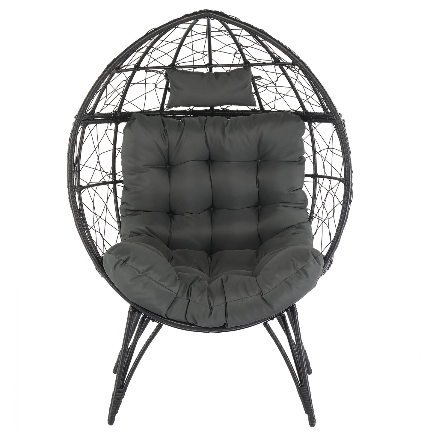 Black Rattan Wicker Egg Chair