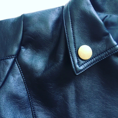 PU Lapel Leather Coat