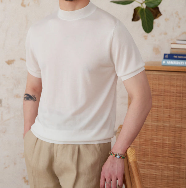 Slim Fit Round Neck Short Sleeve Shirt