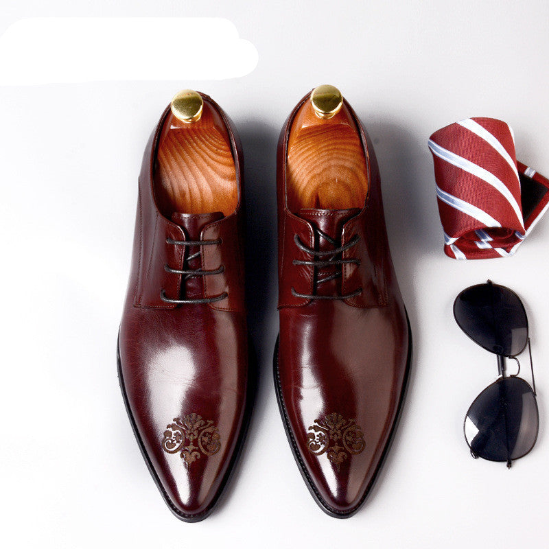 Genuine Leather Carved Lace Up Dress Shoes