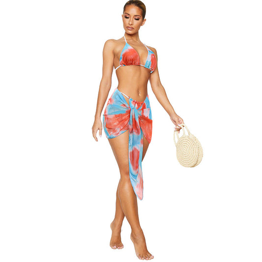 Tie-Die Split Three-Piece Bikini