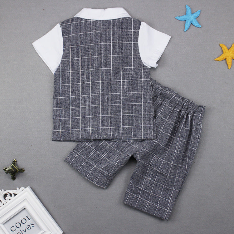 Plaid Two-piece Short-sleeved Suit