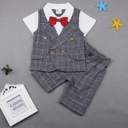Plaid Two-piece Short-sleeved Suit
