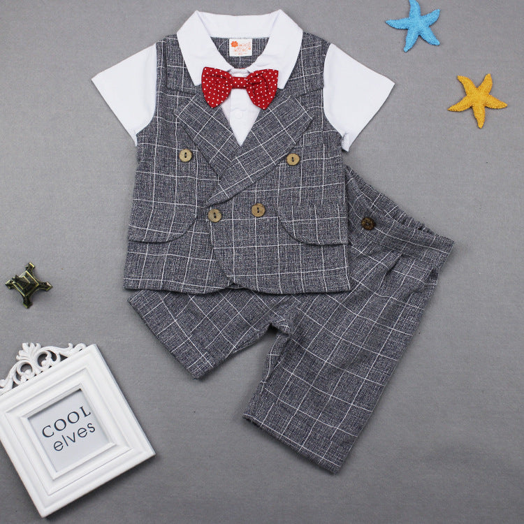 Plaid Two-piece Short-sleeved Suit