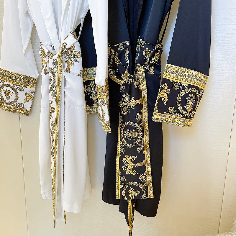 Light Black Gold Printing Trend Robe