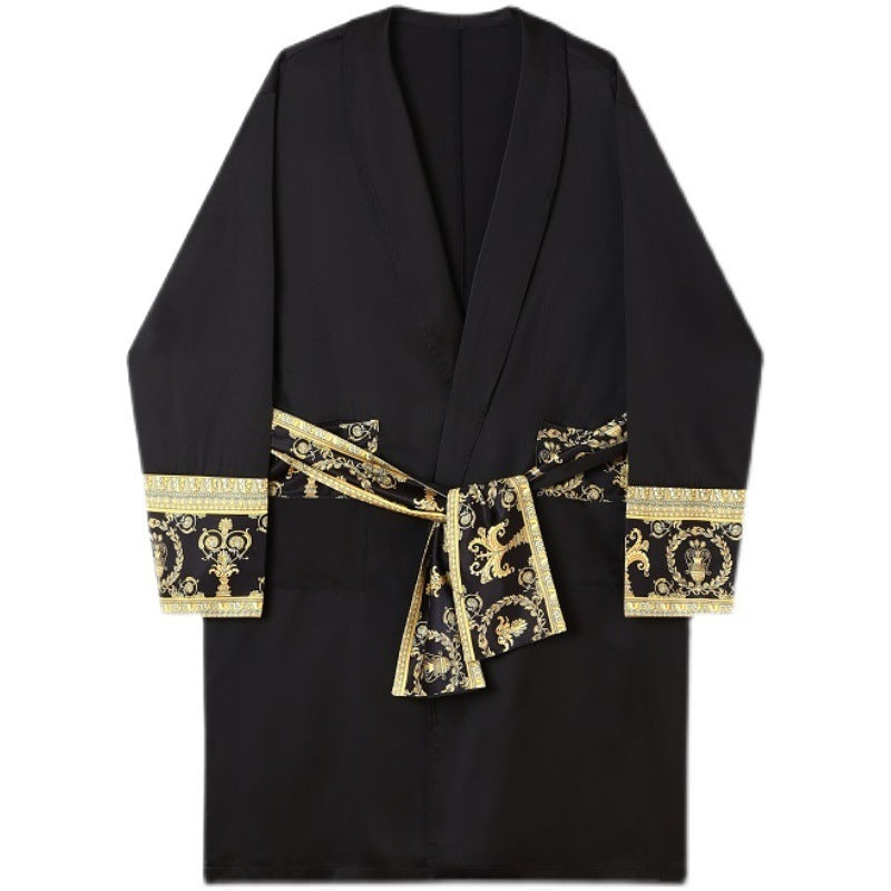 Light Black Gold Printing Trend Robe