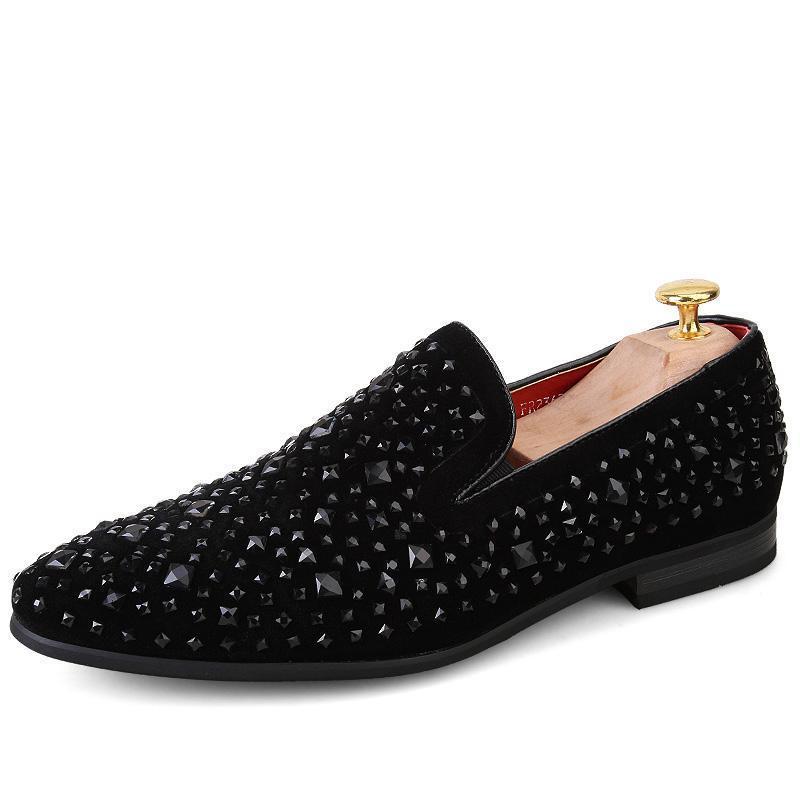Spiked Suede Slip-On Dress Shoes