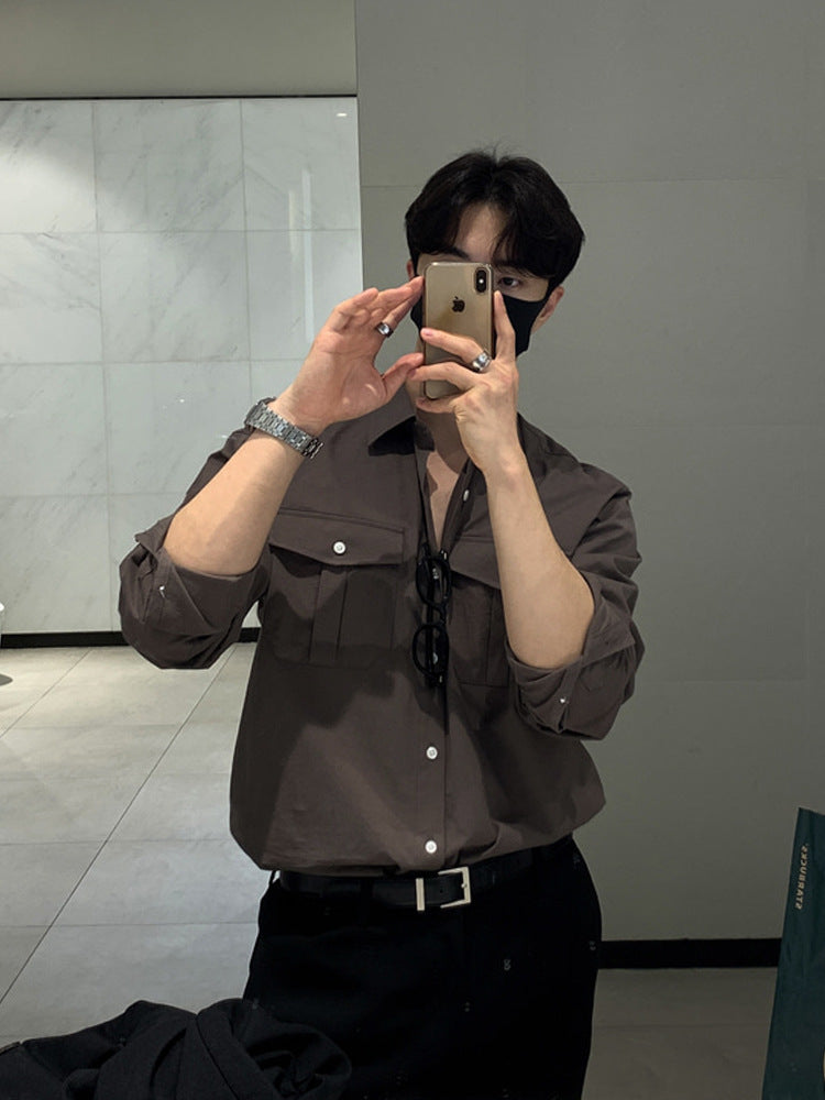 Pocketed Long Sleeve Button Down
