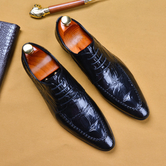 Genuine Leather Alligator Pattern Dress Shoes