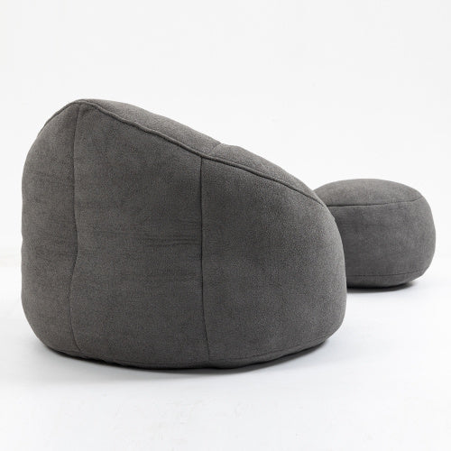 High Pressure Foam Bean Bag Chair With Footrest - Grey