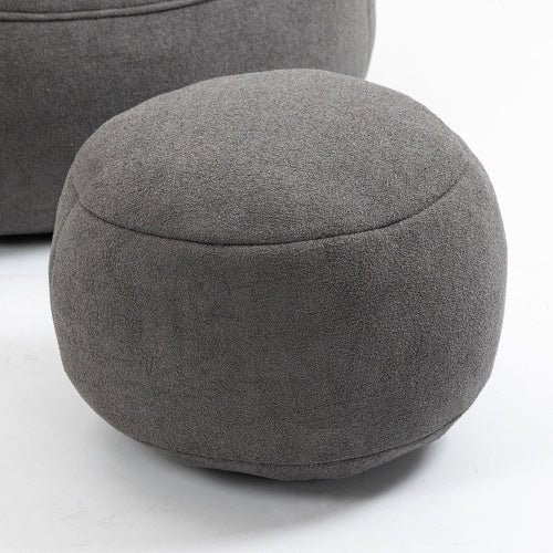 High Pressure Foam Bean Bag Chair With Footrest - Grey