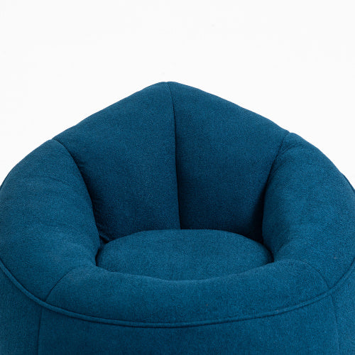 High Pressure Foam Bean Bag Chair With Footrest - Blue