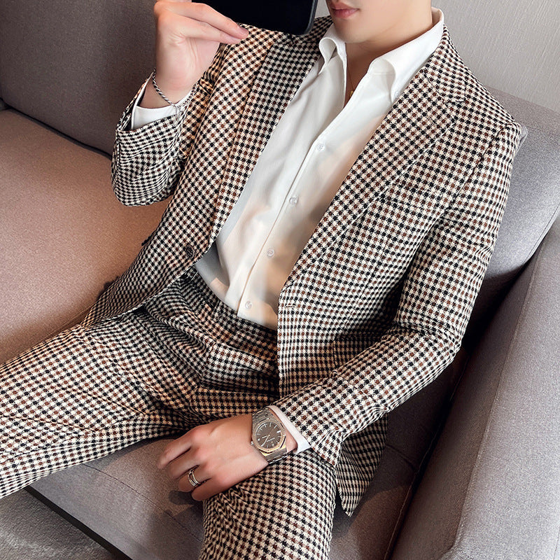 Slim-fit Single Button Suit Two-piece Suit